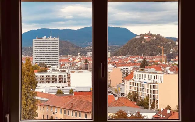 Vue sur le Schloßberg dans le penthouse