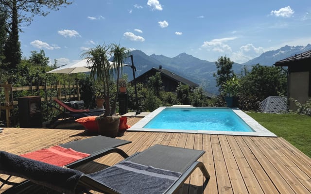 Chambre LA MEULE mit Blick auf das Gebirge