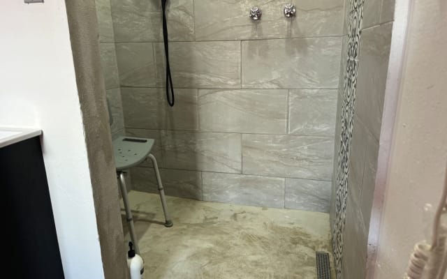 Rob's listing on misterb&b - walk in or roll in shower is big enough for two (or maybe 3)