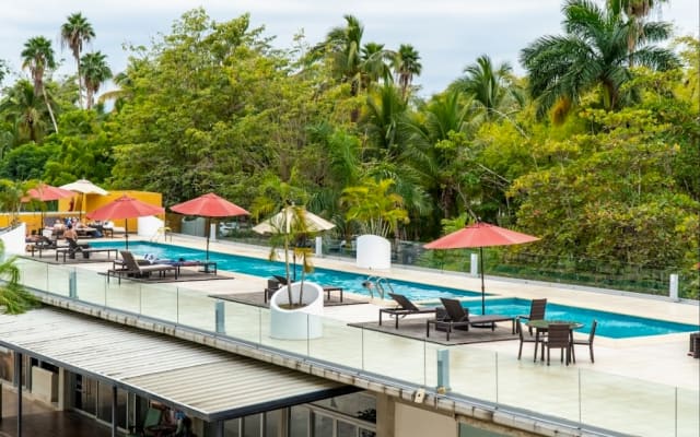 gemütliche Wohnung in 3.14 Nuevo Vallarta, Blick auf den Pool.