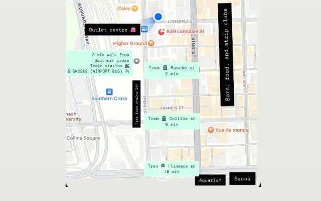 Johnny's listing on misterb&b - Central location! 2-min walk from Coles supermarket and Southern Cross train station and ACROSS THE ROAD FROM SKYBUS (Bus that goes Melbourne Airport > City, non-stop $19) city drop.

Minutes walk from trams, buses, taxi ranks/Uber always available. 