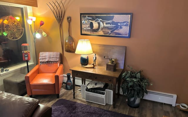 Stay at a quaint mid-century modern home in a quiet neighborhood.