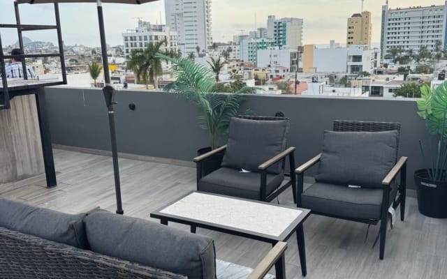 Walking distance from the beach in a small building