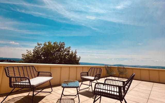 Fantastic penthouse apartment near Koblenz with sauna and roof terrace