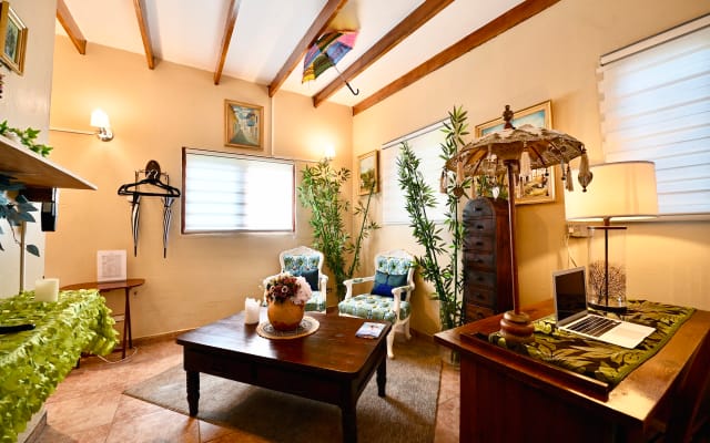 Palmera Wohnung: Fächer mit Palmenblättern aus den Tagen von Adam & Steve