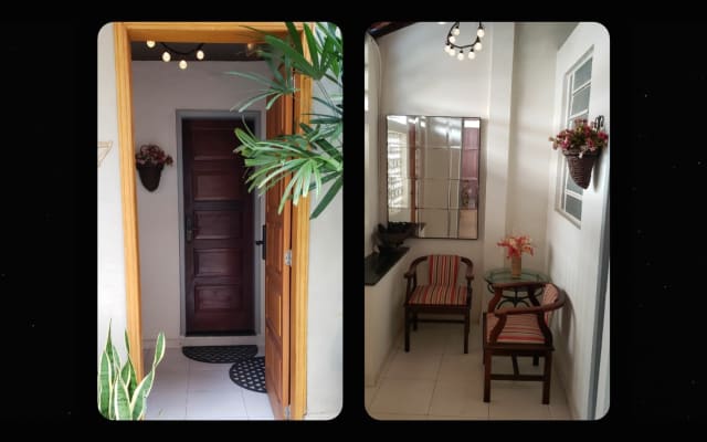 Carlos's listing on misterb&b - Entrance door, entrance hall, smoking area on rainy days. Rain guard, cinzeiro.