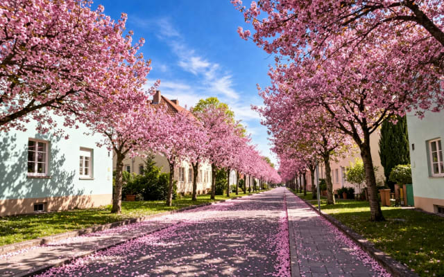 L'annuncio di Torsten su misterb&b - "Svegliatevi in una strada che sembra uscita da un film. Per alcune magiche settimane ogni anno, in primavera, l'intero viale fuori dalla vostra finestra è avvolto da morbidi fiori di ciliegio rosa, un baldacchino mozzafiato che si estende a perdita d'occhio.