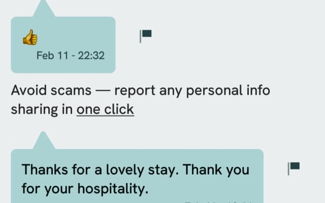 Annonce de Jon sur misterb&b - Commentaires positifs d'un client précédent.