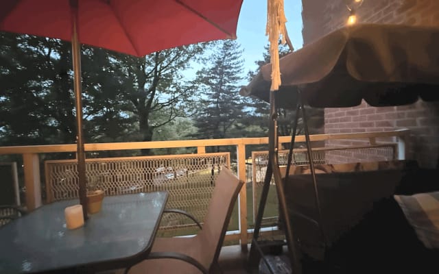 Chris's listing on misterb&b - The balcony setup quickly became one of my favorite parts of the space — especially when the trees start moving in the wind.