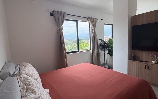 Bright studio apartment with a beautiful view