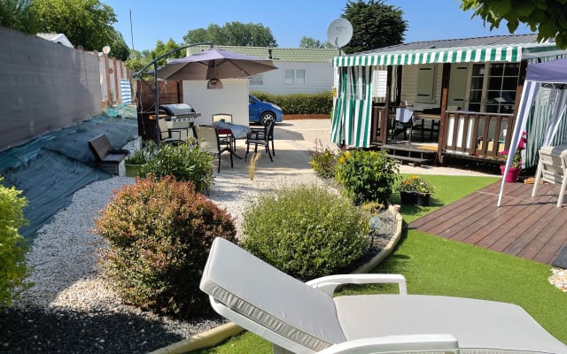 Mobile home near the ocean, naturist beach.
