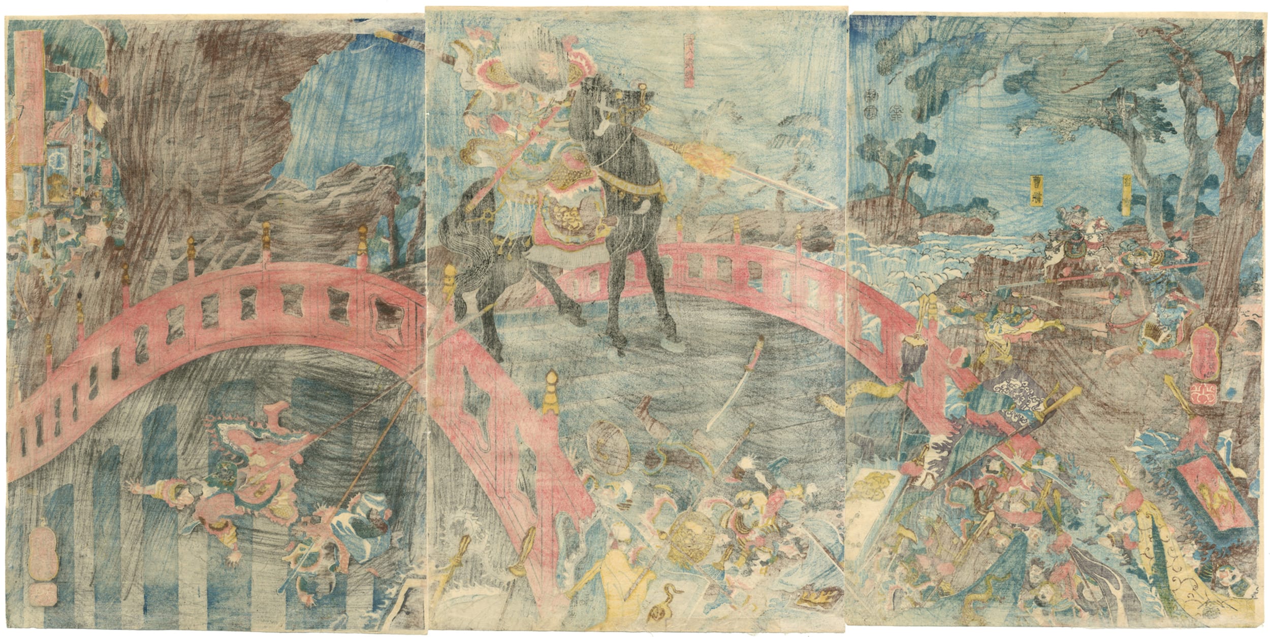 Triptych Of Chohan Bridge From Records Of The Three Kingdoms