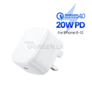 UGREEN 20W Type-C GaN Fast Charging Adapter UK (White)- CD137 – 60451-1