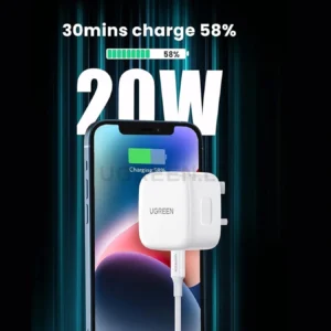 UGREEN 20W Type-C GaN Fast Charging Adapter UK (White)- CD137 – 60451-2