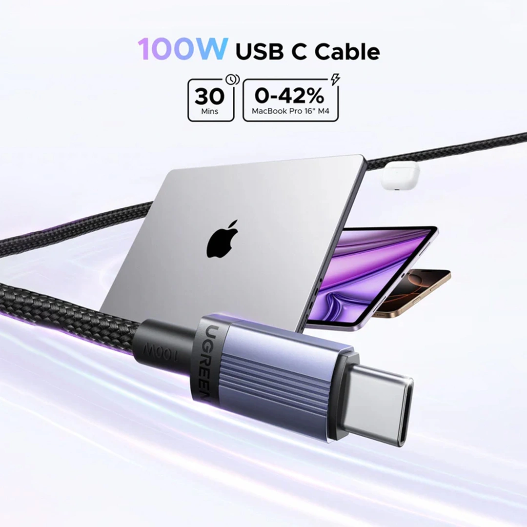 UGREEN 0.5 Meter (50cm) 100W Type-C to Type-C PDFast Charging Cable – L528 – 65831-2