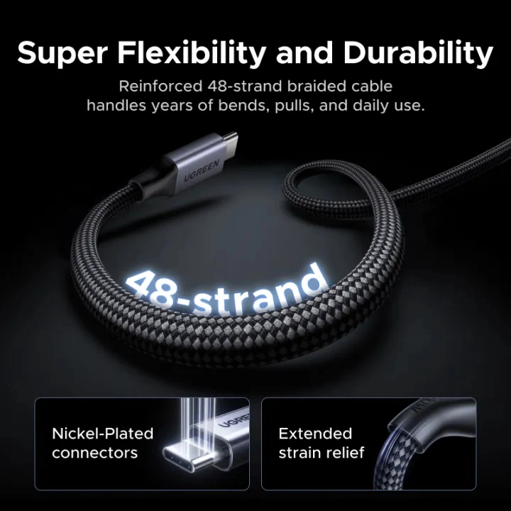 UGREEN 1Meter 100W Magnetic Type-C to Type-C PD Fast Charging Cable – L520 – 55517-3