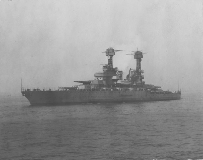 Warship with three large turret guns MIT Museum
