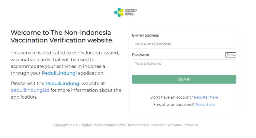 Verfikasi Vaksin Luar Negeri