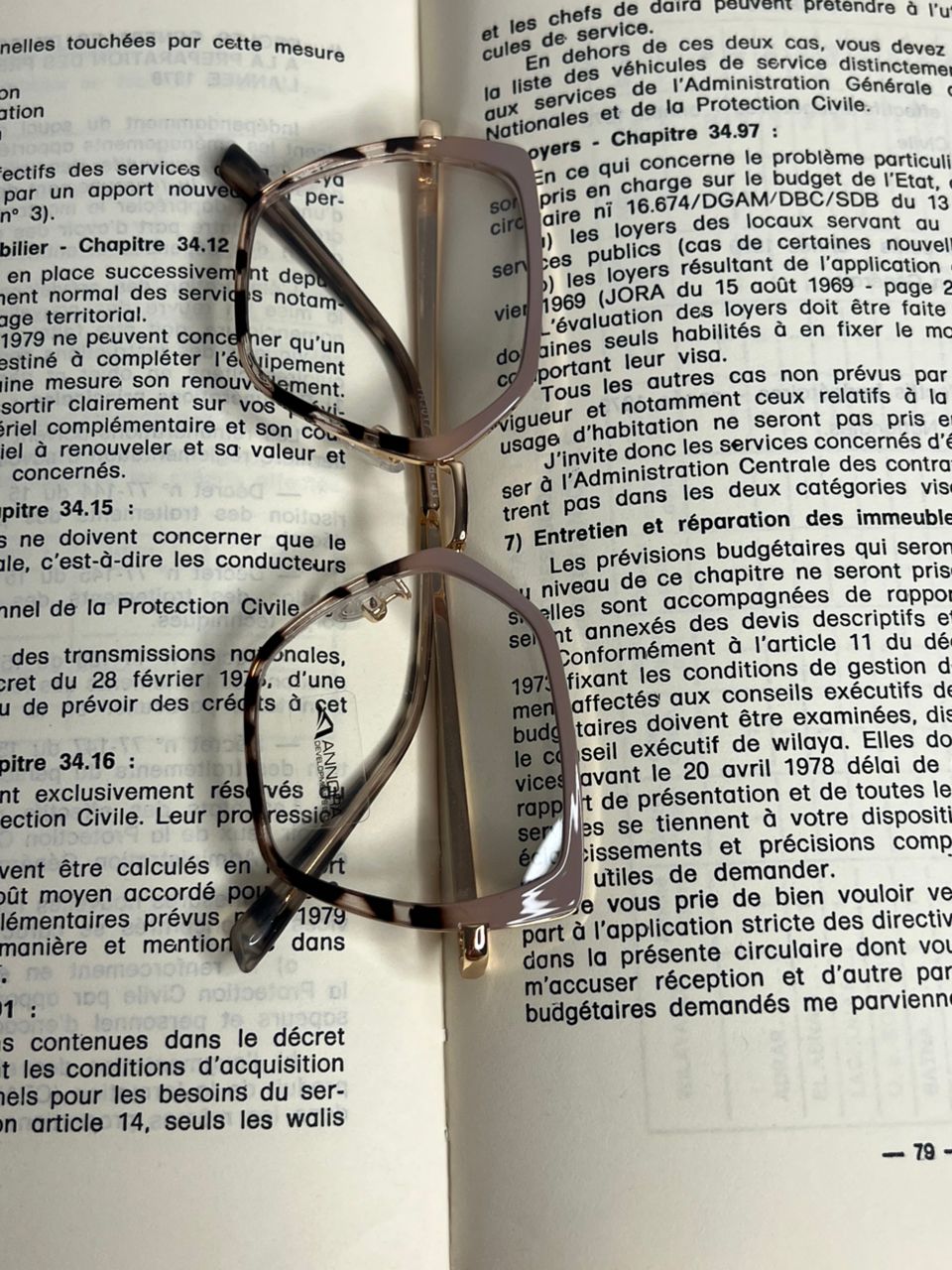Lunettes de vue bicolores à monture mixte.