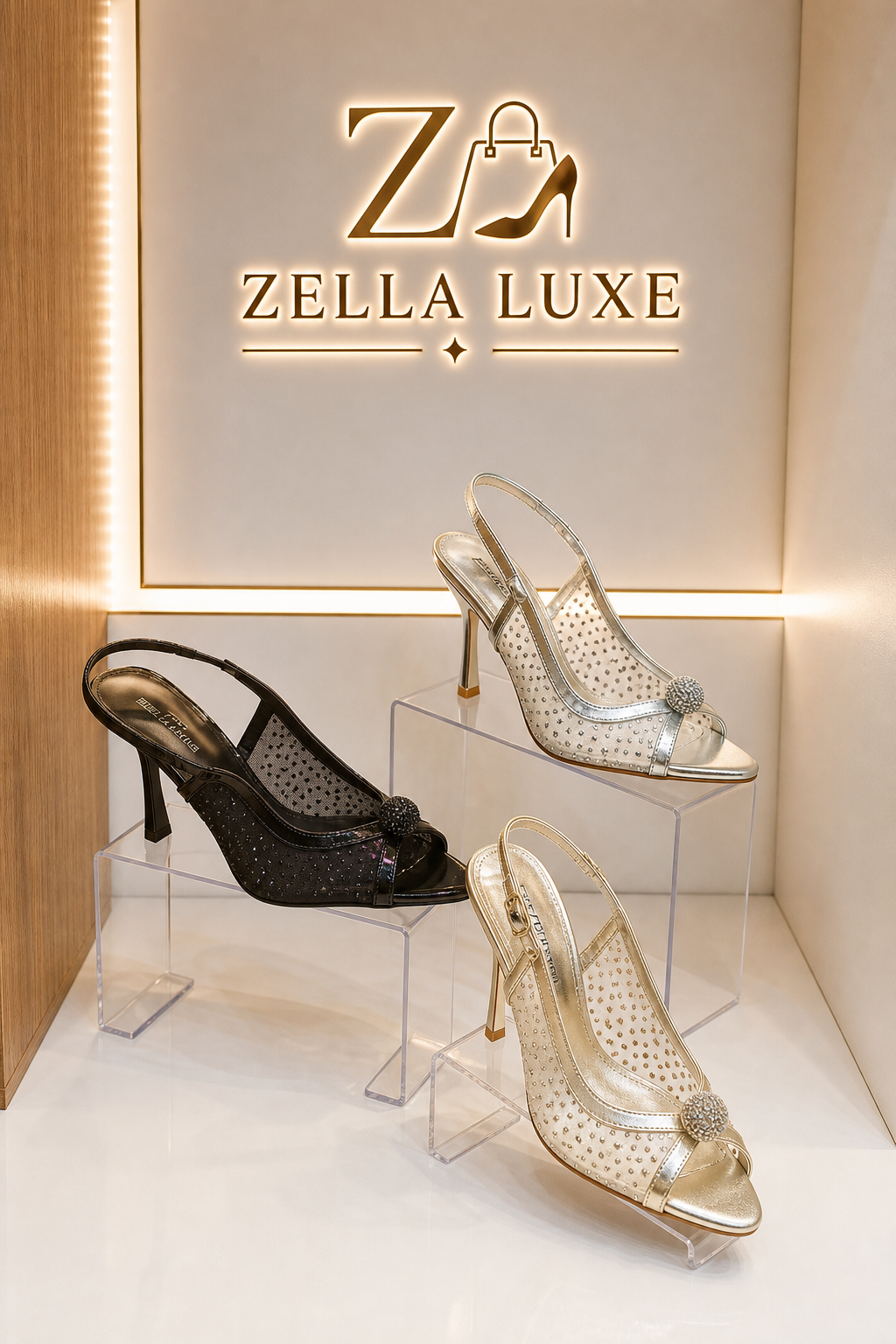 Escarpin slingback en tulle à pois