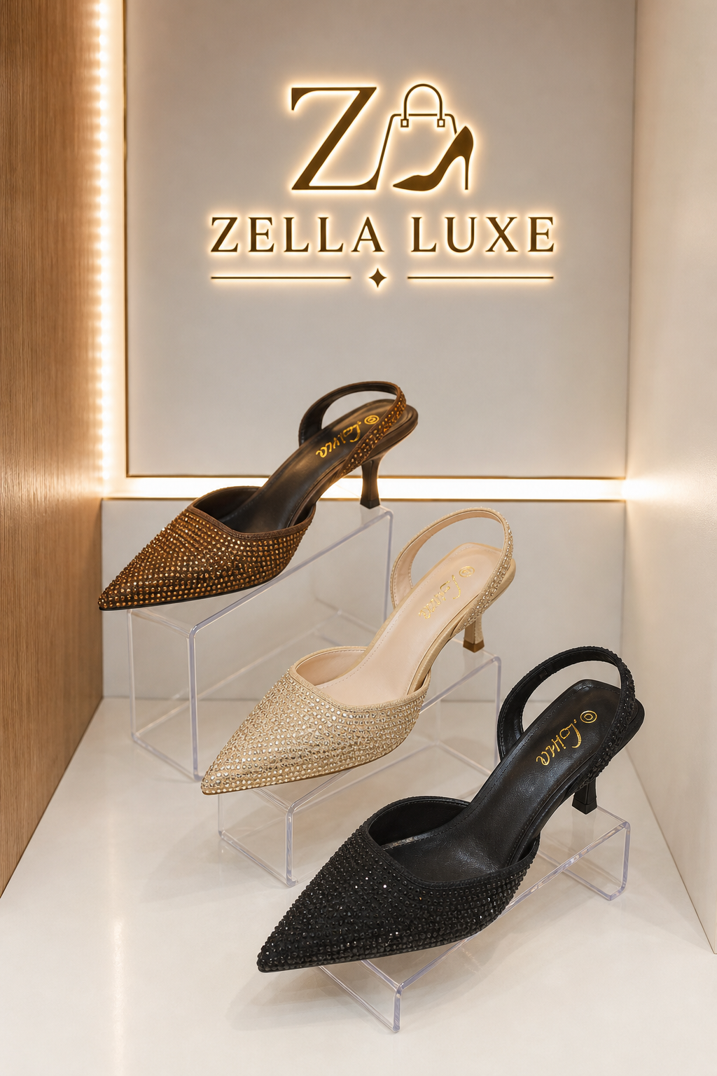 Slingbacks Pailletés à Talon Kitten