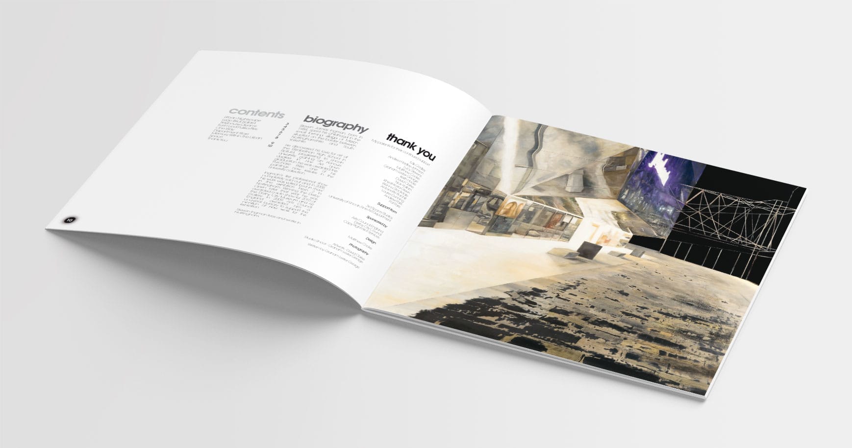 back cover beauty shot of night light catalogue depicting acknowledgements and contents