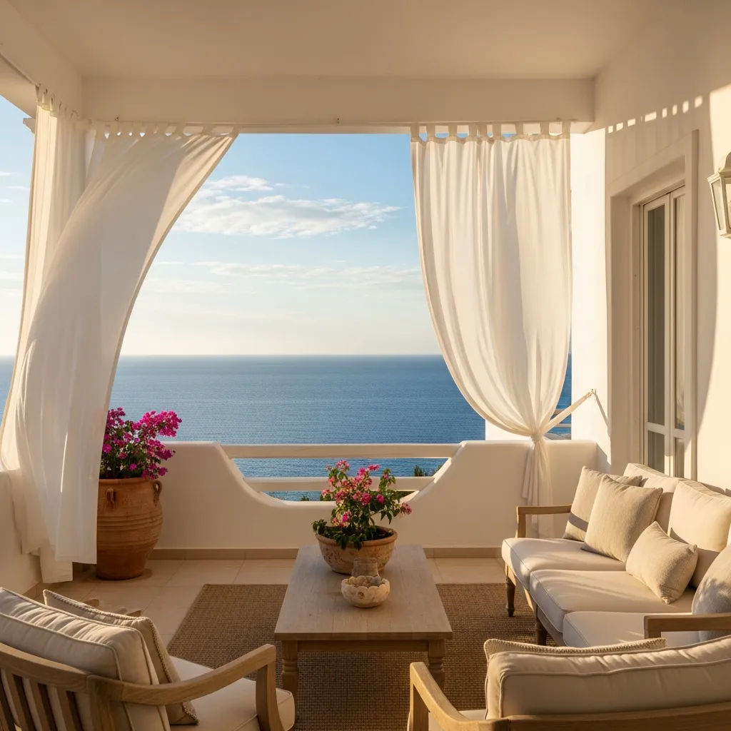 Beautiful villa balcony overlooking the sea