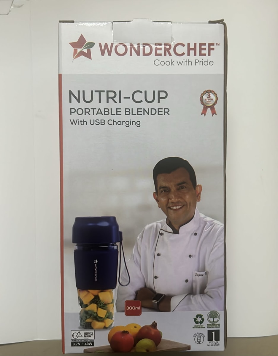 Wonderchef Nutri-Cup Portable Blender With USB Charging 300ml, Blue — photo 1