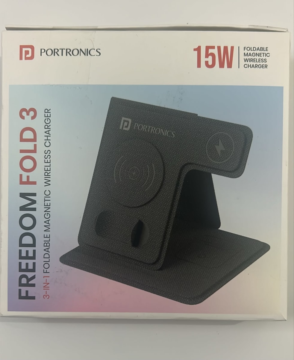 Portronics Freedom Fold 3 15W 3 in 1 Foldable MagSafe Compatible Wireless Charger — photo 1