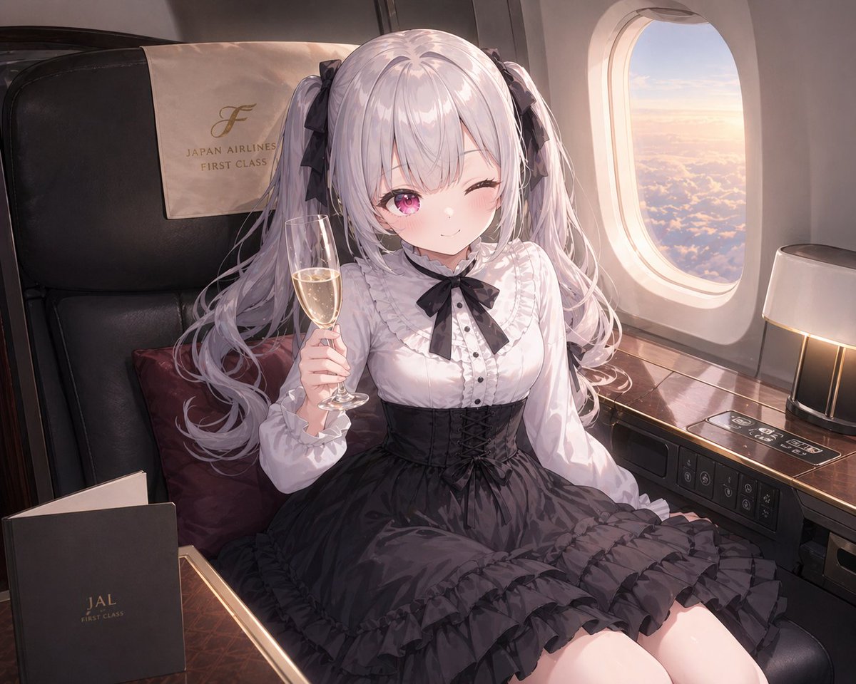 JAL First Class Cabin Interior AI image template preview