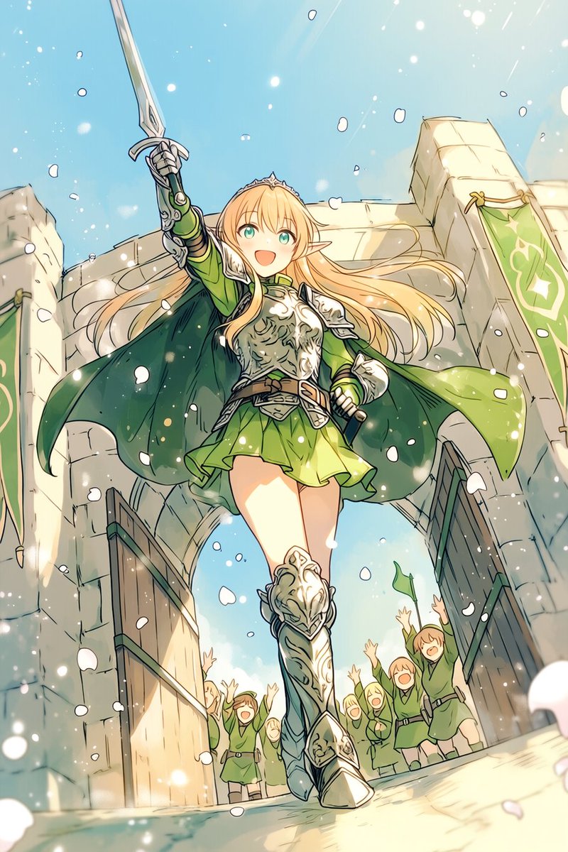 Heroic Elf Knight Victory March AI image template preview