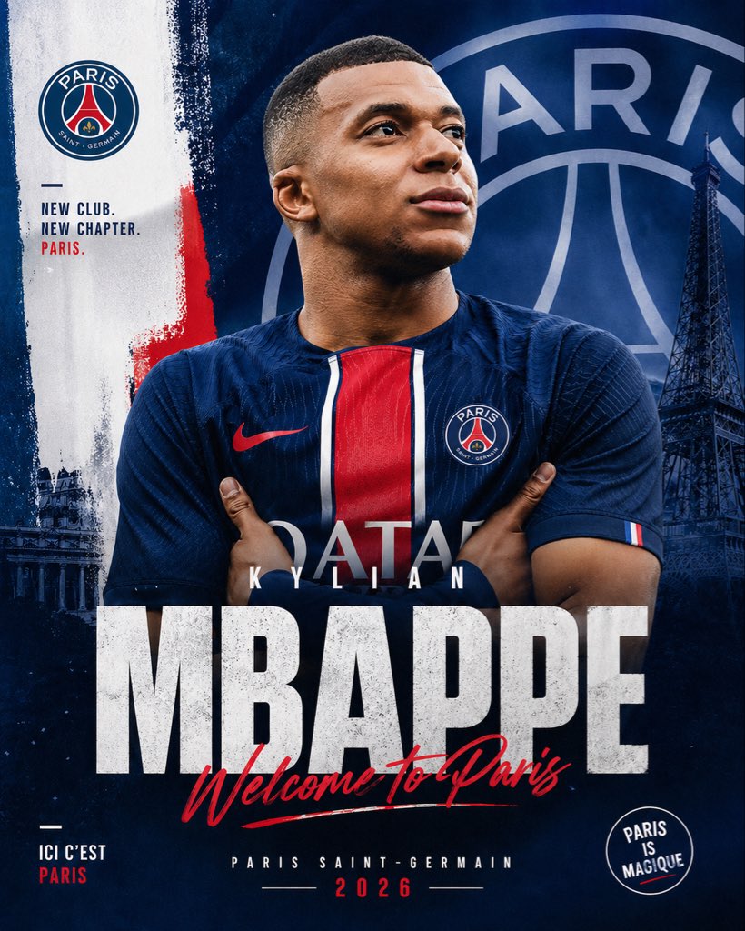 PSG Transfer Announcement Poster AI image template preview