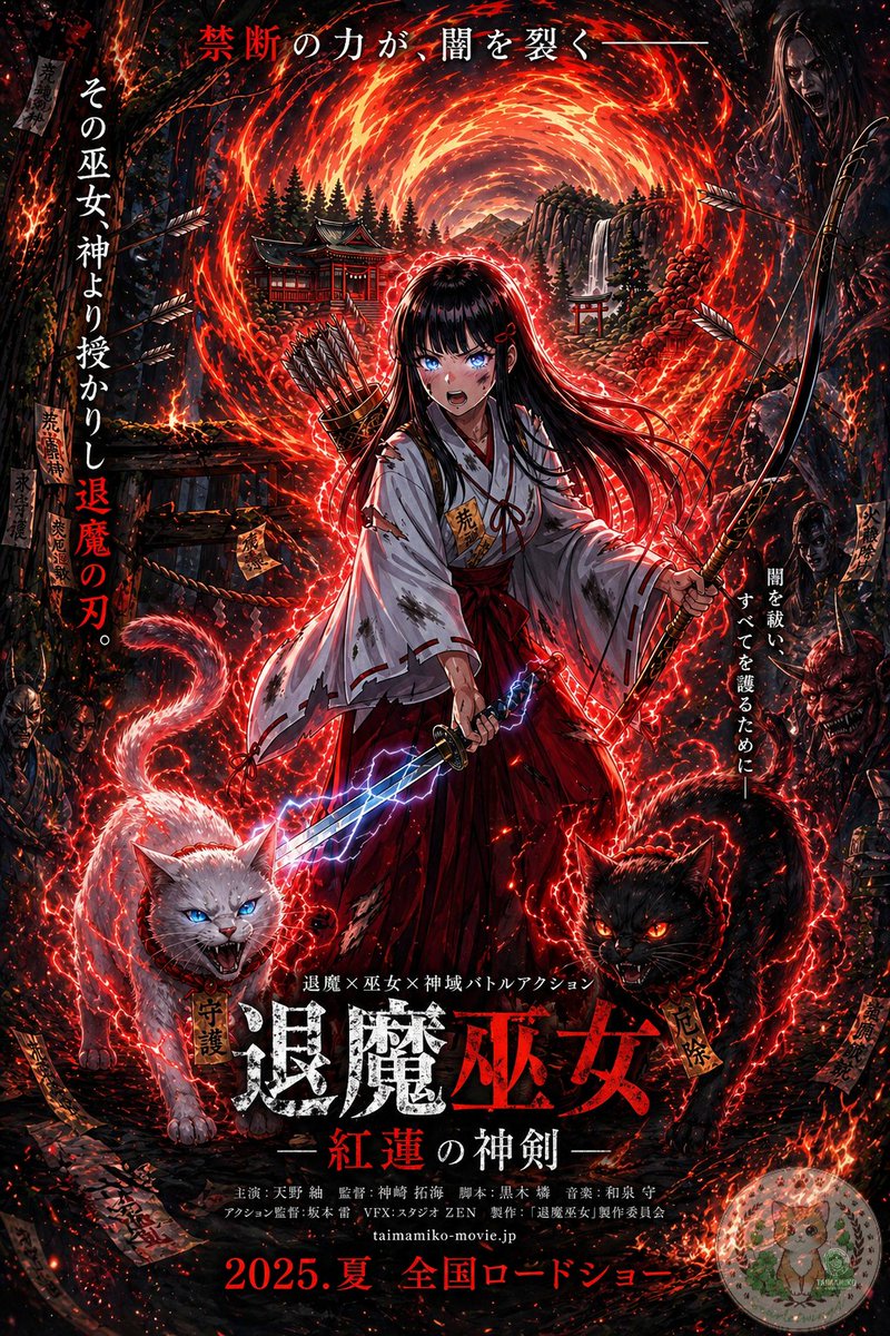 Anime Shrine Maiden Movie Poster AI image template preview