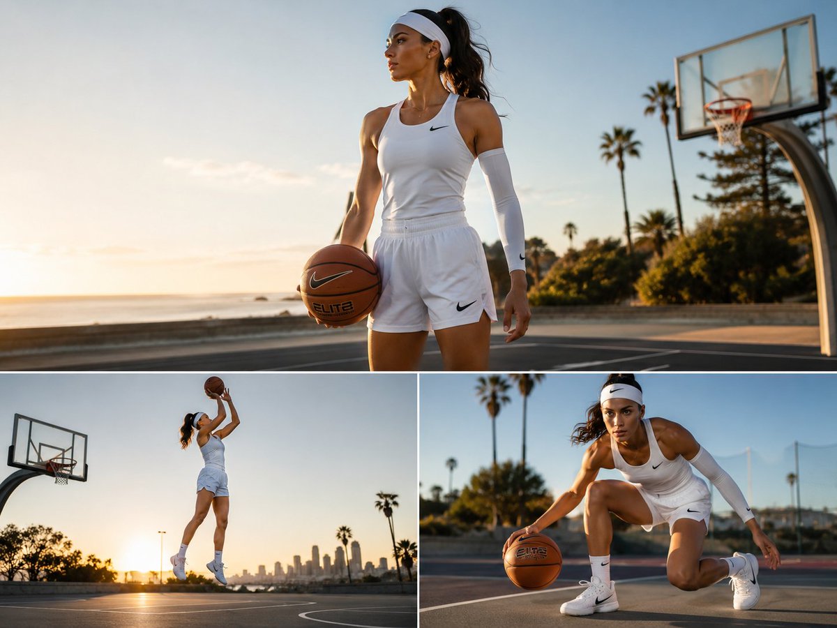 Cinematic Basketball Triptych AI image template preview