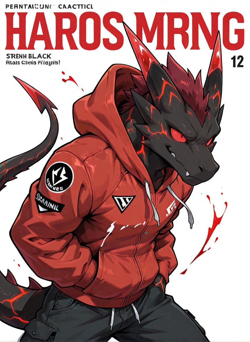 Red Hoodie Lava Dragon Poster AI image template preview