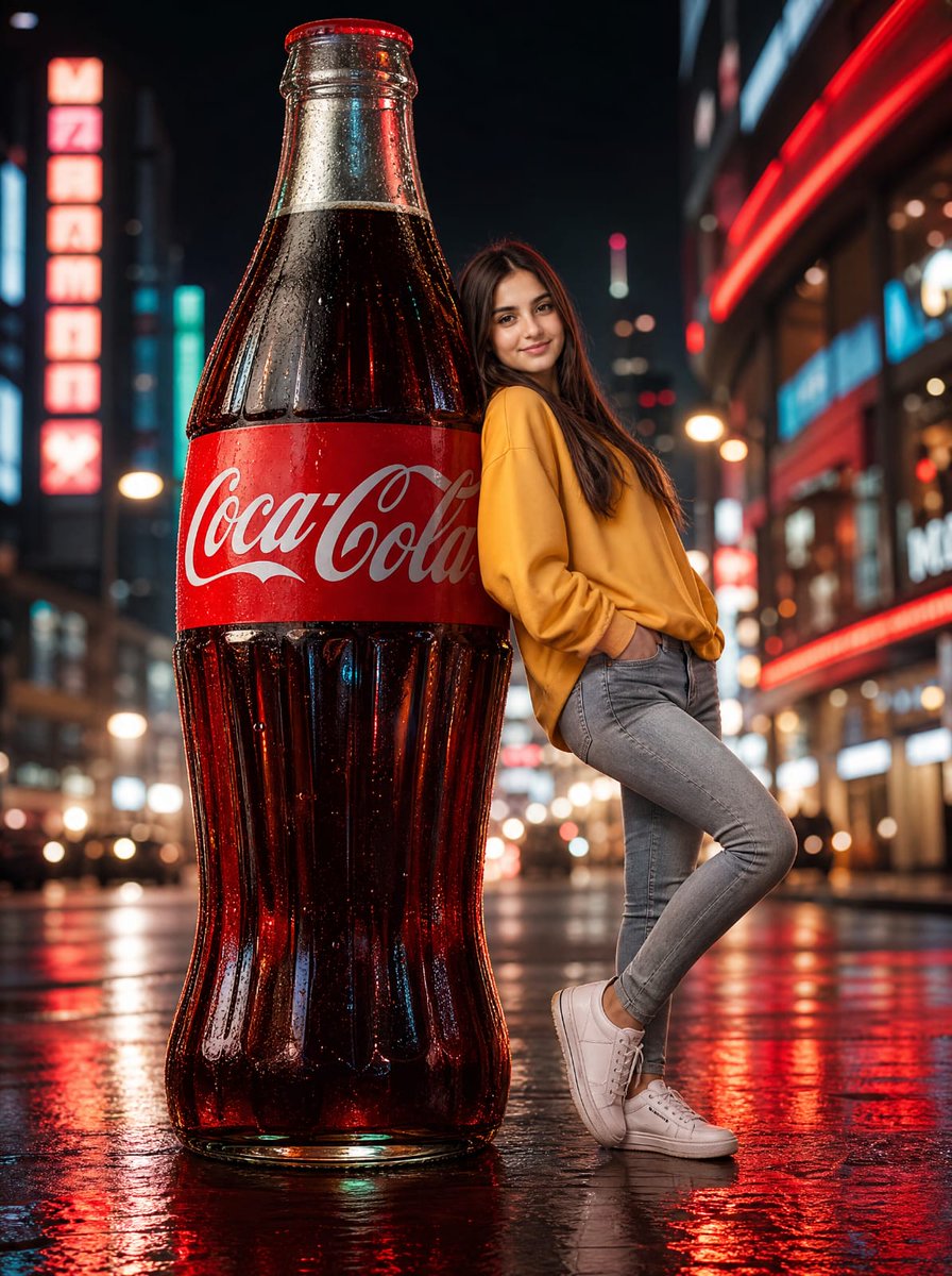 Neon Coca-Cola Street Portrait AI image template preview