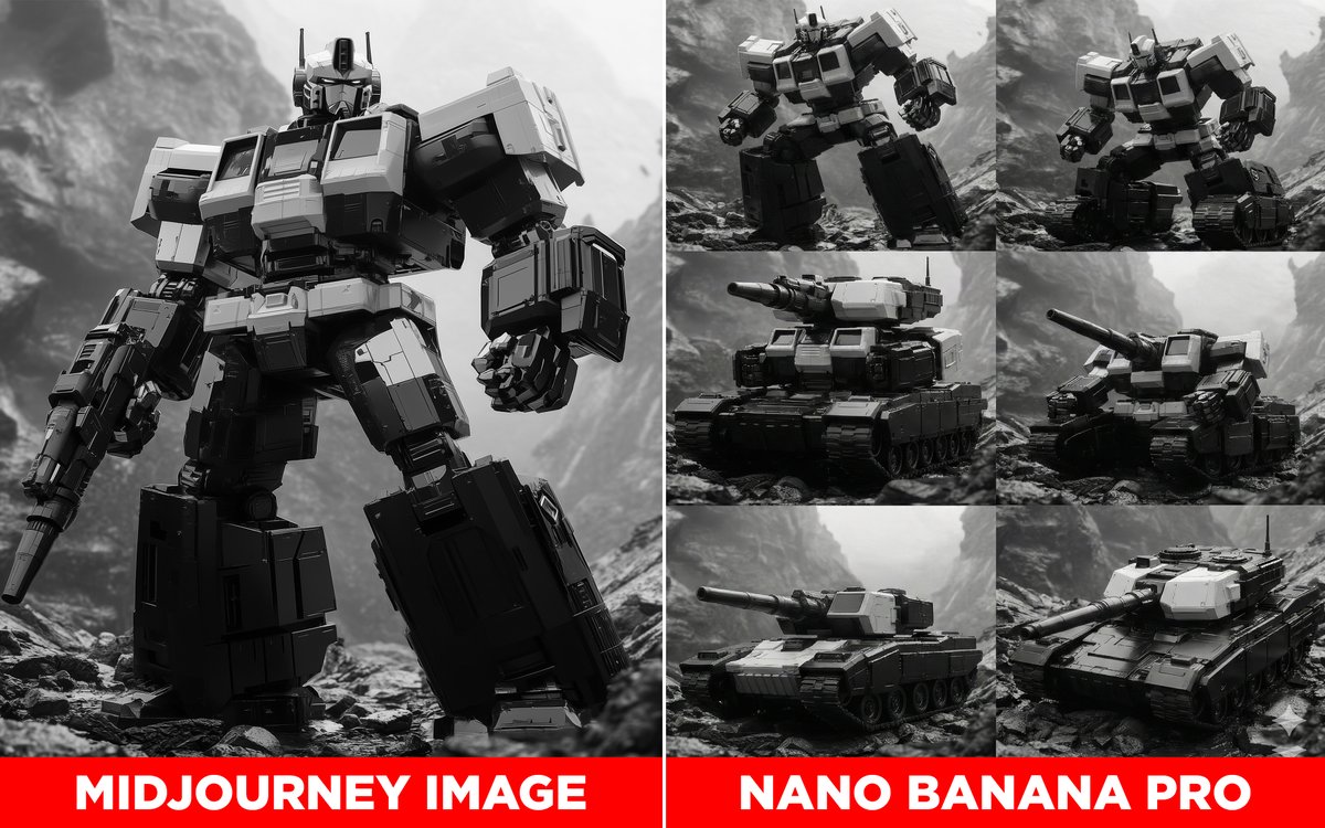 Transformer Robot to Tank Transition Prompt AI image template preview