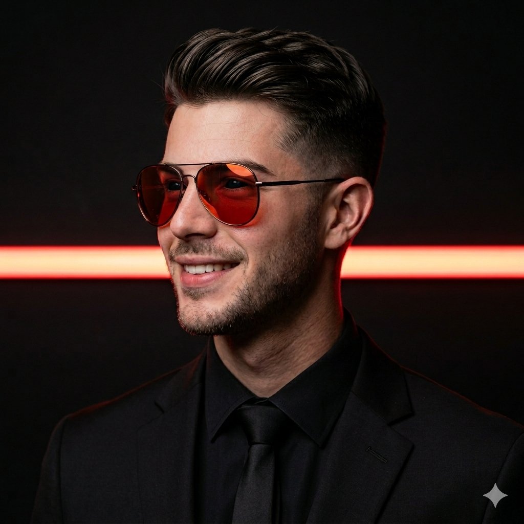 Cinematic Man in Tailored Suit AI image template preview