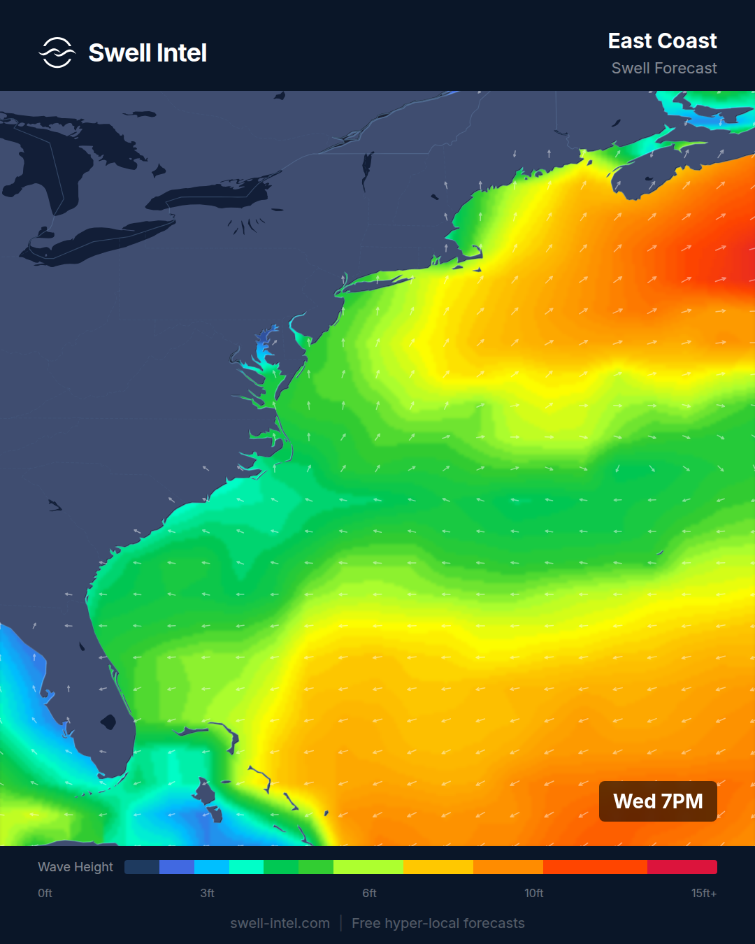 East Coast swell forecast — April 1-7, 2026