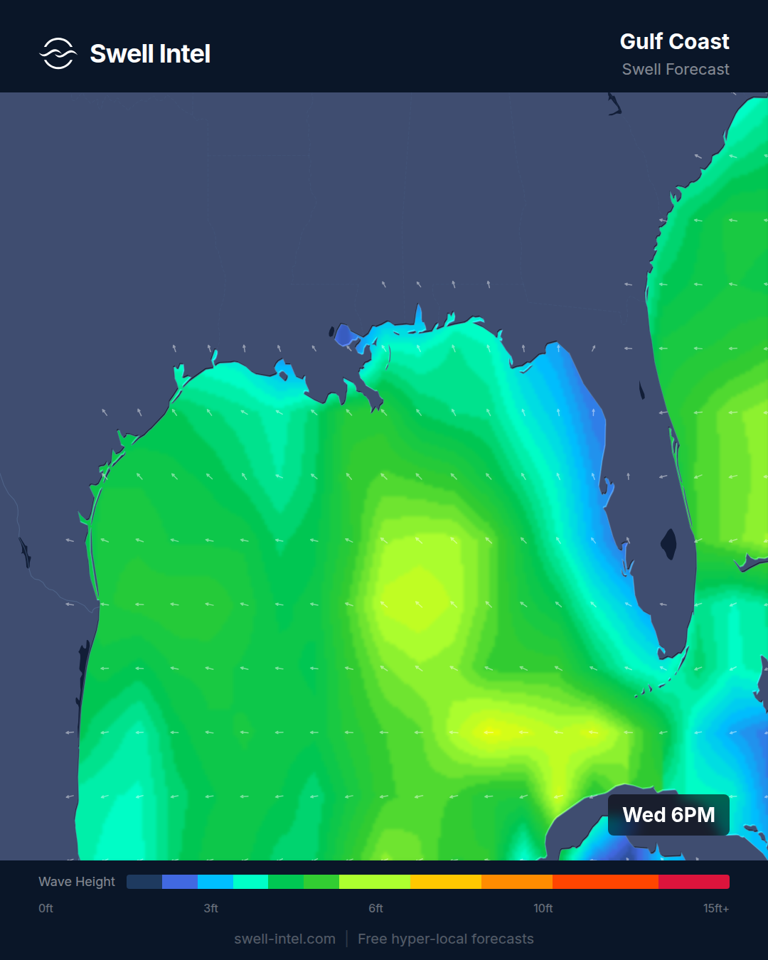 Gulf Coast swell forecast — April 1-7, 2026