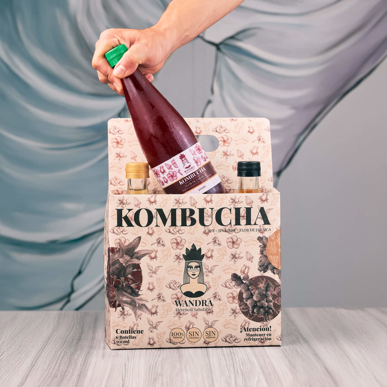 Kombucha Wandra sabor Kombucha Flor de Jamaica