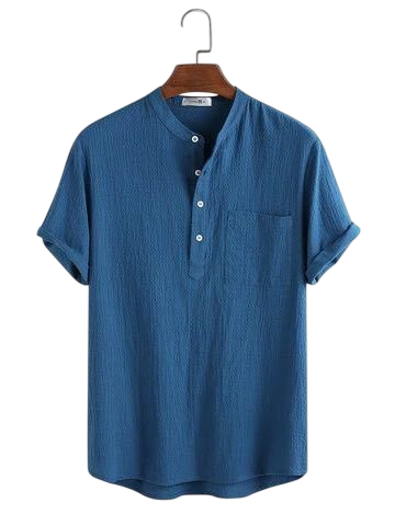 Mustard Band-Collar Shirt