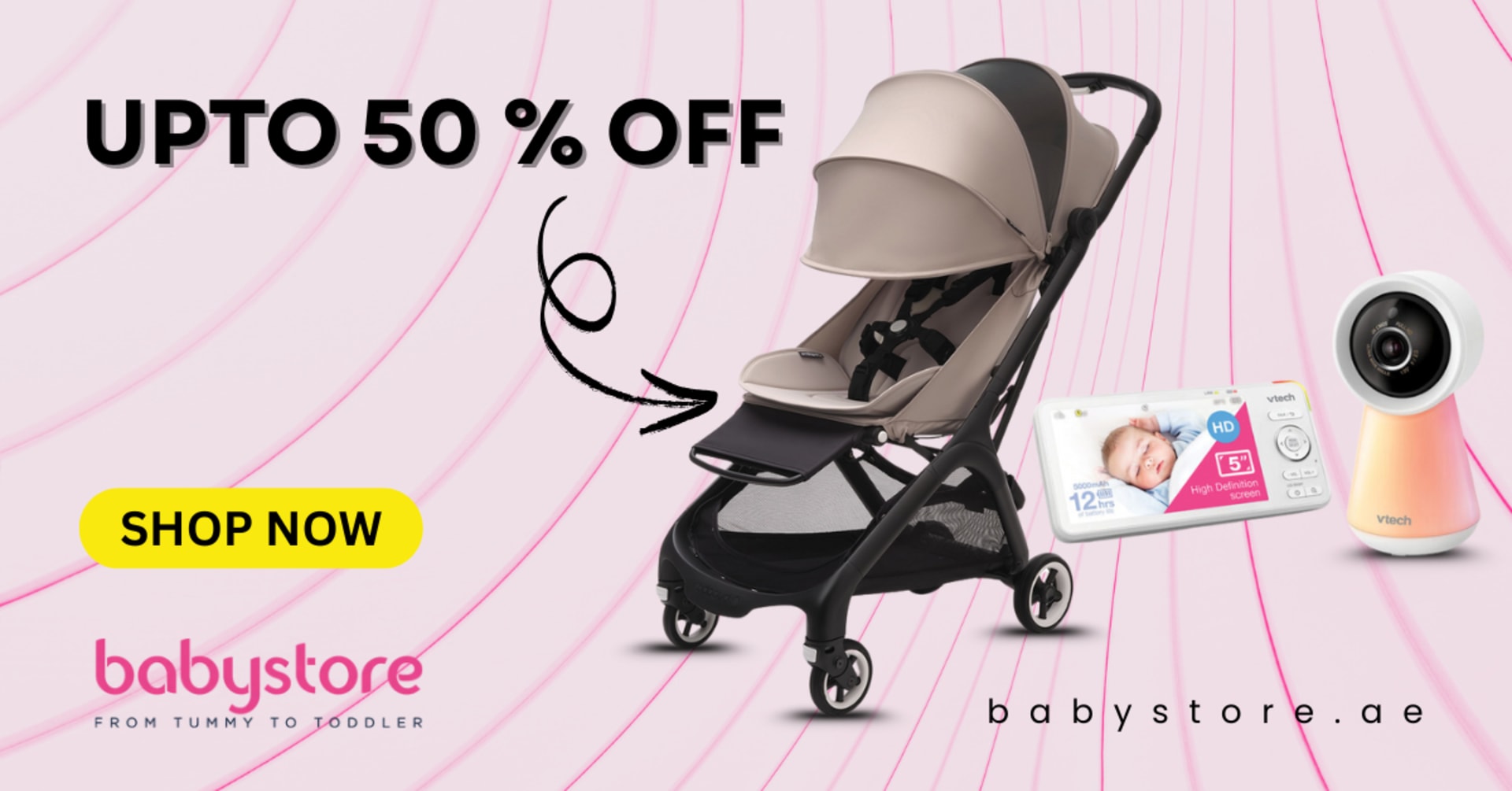 Always-on display banner system for a baby retailer