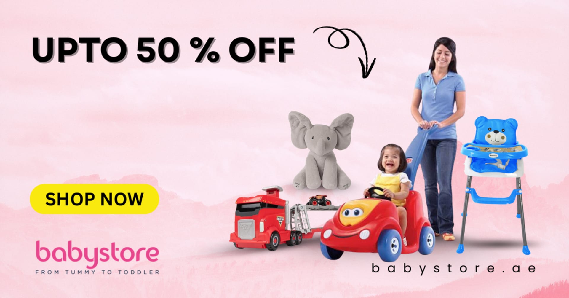 Always-on display banner system for a baby retailer