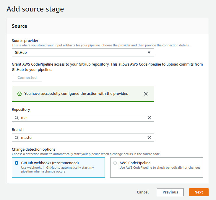 AWS CodePipeline Source Stage