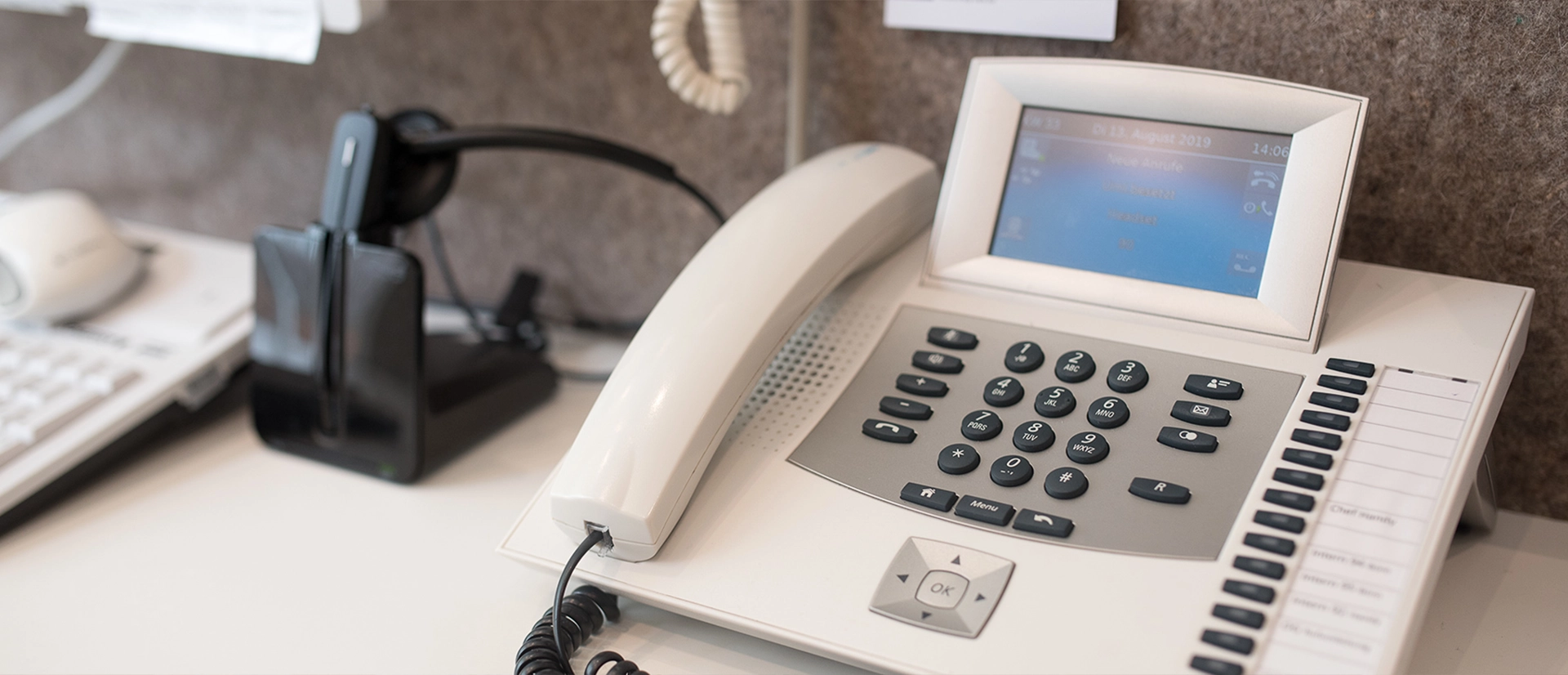 White telephone with telefax