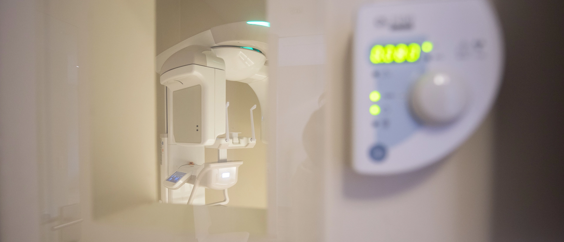 a medical equipment in a mirror