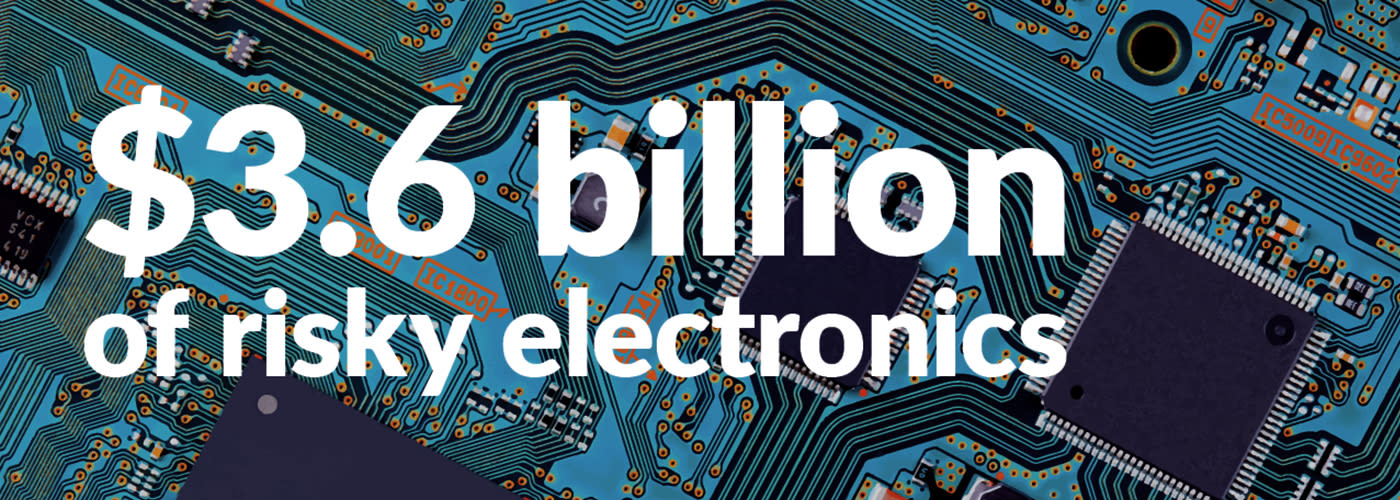 Electronics accounted for nearly half of all risky imports. Electronics accounted for nearly half of all risky imports.