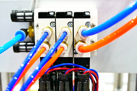 automated solenoid valve with air tube wiring