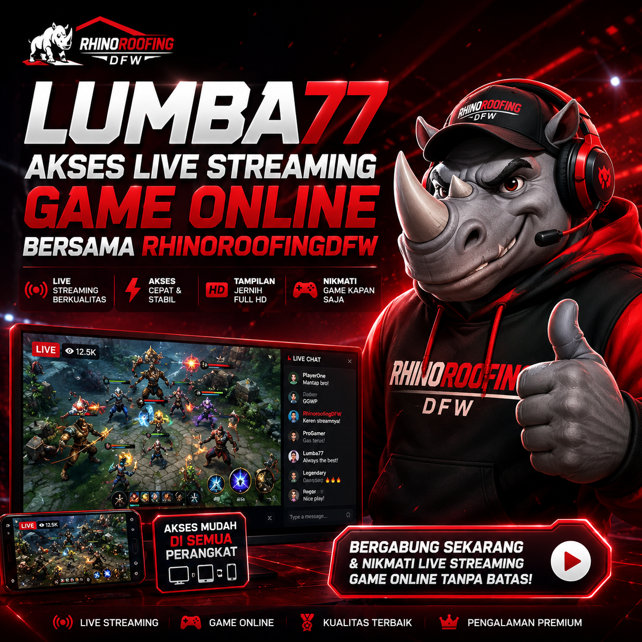 LUMBA77 Akses Live Streaming Game Online Bersama RhinoRoofingDFW